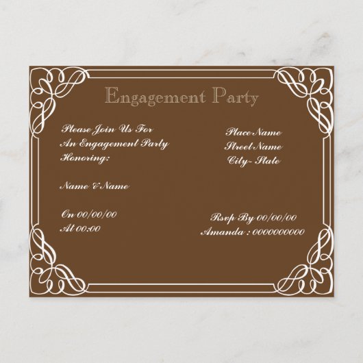 Verlovingsfeest, verloving douche uitnodiging briefkaart (Achterkant)