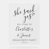 Verlovingsfeest Verwelkoming Zei Ja Acryl Bord (Voorkant)