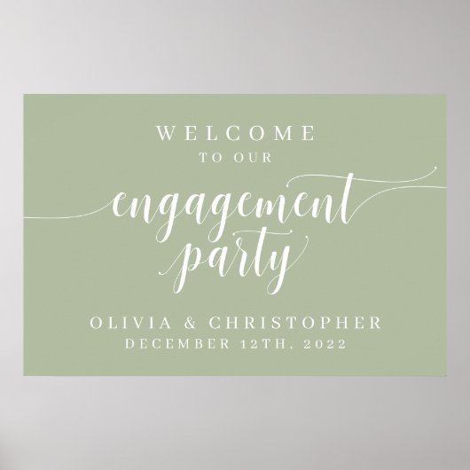 Verlovingsfeest Verwelkomingsbord Sage Poster (Voorkant)