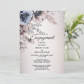 Verlovingsfeest Waterverf Blauw Beige Flowers Kaart (Staand voorkant)