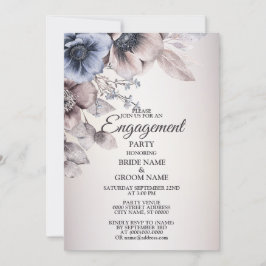 Verlovingsfeest Waterverf Blauw Beige Flowers Kaart