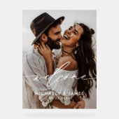 Verlovingsfeest Welkom Elegant Script Modern Foto Acryl Bord (Voorkant)