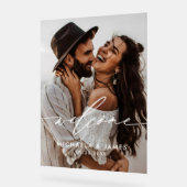 Verlovingsfeest Welkom Elegant Script Modern Foto Acryl Bord (Hoek)