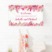 Verlovingsfeest Welkom Pink Rose Berry Floral Spandoek (Insitu)