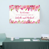 Verlovingsfeest Welkom Pink Rose Berry Floral Spandoek (Beurs)