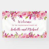 Verlovingsfeest Welkom Pink Rose Berry Floral Spandoek (Horizontaal)