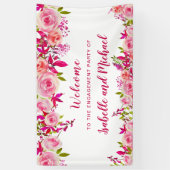 Verlovingsfeest Welkom Pink Rose Berry Floral Spandoek (Verticaal)