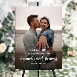 Verlovingsfeest welkomstbord met foto poster