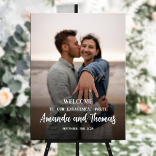 Verlovingsfeest welkomstbord met foto poster