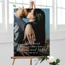 Verlovingsfeest welkomstbord met foto