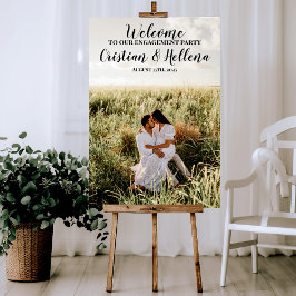 Verlovingsfeest welkomstbord met foto poster