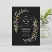 Verlovingsfeest Wildflowers Floral Ditsy Dark Kaart (Staand voorkant)