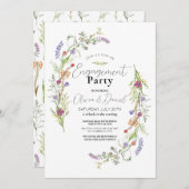 Verlovingsfeest Wildflowers Floral Ditsy Kaart (Voorkant / Achterkant)