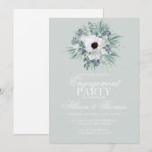 Verlovingsfeest witte anemoon salie groen kaart (Voorkant / Achterkant)