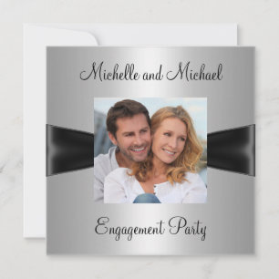 Verlovingsfeest Zilveren Zwarte Lint Foto Kaart