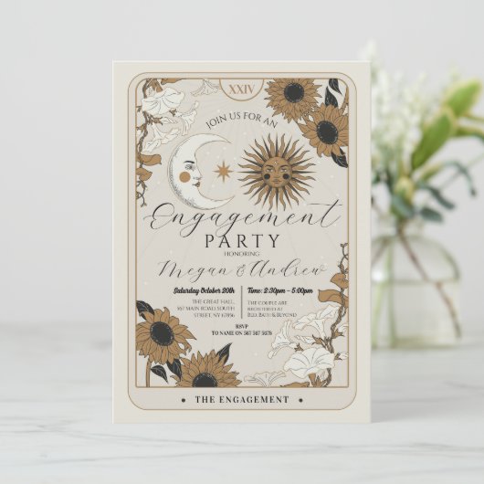 Verlovingsfeest Zon Maan Lijn Tarot Koppels Kaart (Staand voorkant)