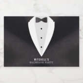 Verlovingsfeest Zwart Pak & Strikje Likeurfles Etiket (Enkel label)