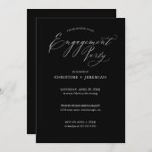 Verlovingsfeest Zwart Wit Typografie Kaart (Voorkant / Achterkant)