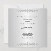 Verlovingsfeest Zwart Wit Zilver Metaal Rozen Kaart (Achterkant)