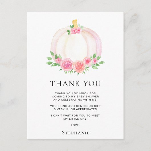 Verlovingsfeestje Fall Pumpkin Girl Bedankt Briefkaart (Voorkant)