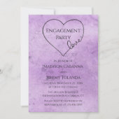 Verlovingsfeestje Vintage Paarse Waterverf Hart Kaart (Voorkant)