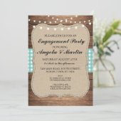 Verlovingsfeestverlichting Blauwgroen Check Wood U Kaart (Staand voorkant)