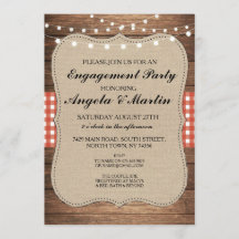 Verlovingsfeestverlichting Rood Check Hout Uitnodi