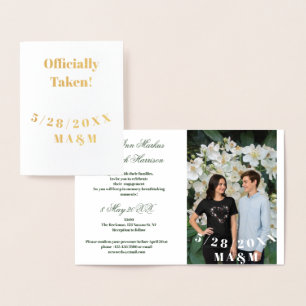 Verlovingsfoto Koppel Bloemen Wit Grappig Folie Kaarten