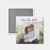 Verlovingsfoto Moderne kwast lettertype Save the D Magneet (Voorkant / Achterkant)