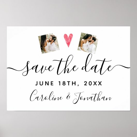 Verlovingsfoto Prop-bord Voor Save the Date Poster (Voorkant)