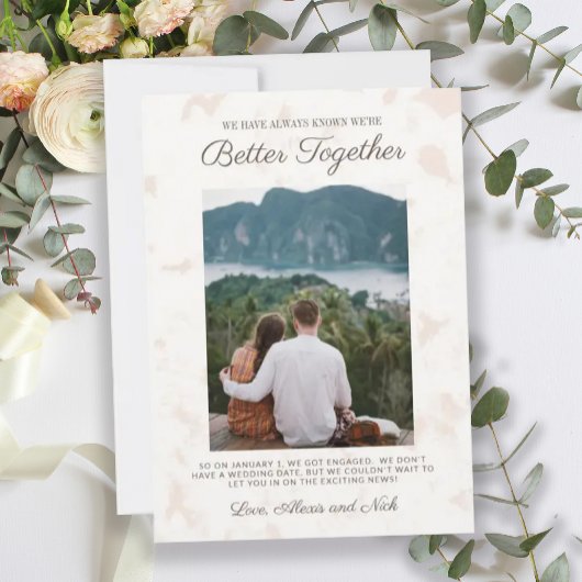 Verlovingsfotoaankondiging 'Beter Samen' Kaart