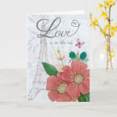 Verlovingsgelukwensen Bloemige Eiffeltoren Kaart (Gele Bloem)