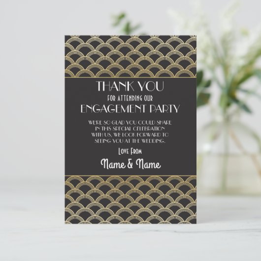 Verlovingshuwelijk Bedankt 1920s Feest Dankjewel Kaart (Staand voorkant)