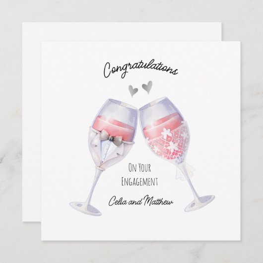 Verlovingskaart gefeliciteerd aankondiging (Voorkant / Achterkant)