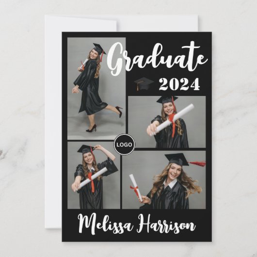 Verlovingskaart met collage van afstudeerfoto's me kaart (Voorkant)