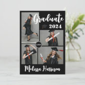 Verlovingskaart met collage van afstudeerfoto's me kaart (Staand voorkant)