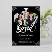 Verlovingskaart met foto collage van de diploma-ui folie uitnodiging (Staand Voorkant)