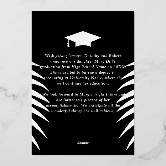 Verlovingskaart met foto collage van de diploma-ui folie uitnodiging (Achterkant)