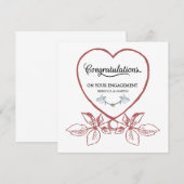 Verlovingskaart met vintage bloemen kunst rode har kaart (Voorkant / Achterkant)