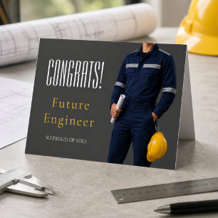 Verlovingskaart voor afgestudeerd ingenieur met fo bedankkaart