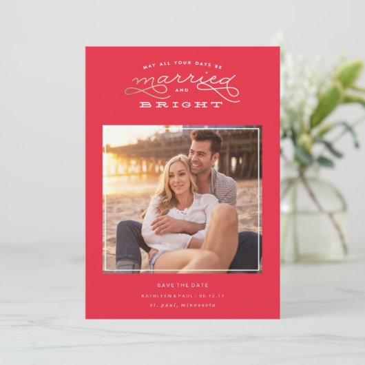 Verlovingskerstkaart, Kerst save the date (Staand voorkant)