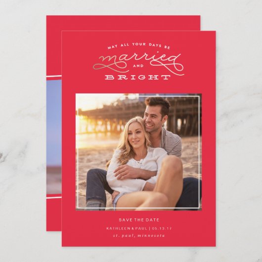 Verlovingskerstkaart, Kerst save the date (Voorkant / Achterkant)