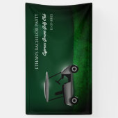 Verlovingspartij golfers - Groene Golfkar -  Golfe Spandoek (Verticaal)
