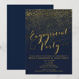 VERLOVINGSPARTY Shower Navyblauw & Gouden Confetti Kaart
