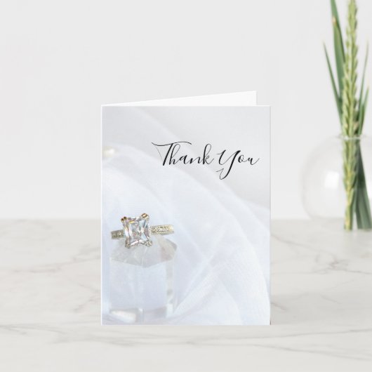 Verlovingsring en Pilaar Kristallen Bruiloft Dank  Bedankkaart (Voorkant)