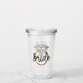 Verlovingsring met diamant en goud  acryl drinkbeker (Achterkant)