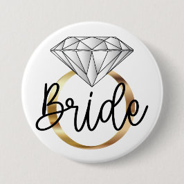 Verlovingsring met diamant en goud ronde button 7,6 cm