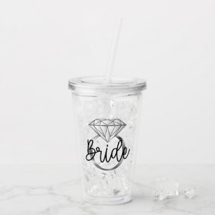 Verlovingsring met diamant in zilver acryl drinkbeker