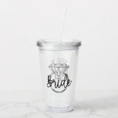 Verlovingsring met diamant in zilver acryl drinkbeker (Achterkant)