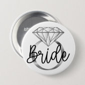 Verlovingsring met diamant in zilver ronde button 7,6 cm (Voorkant /achterkant)